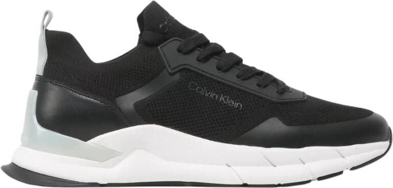 Calvin Klein Zwarte Vetersneakers Mix Vrije Tijd Black Heren