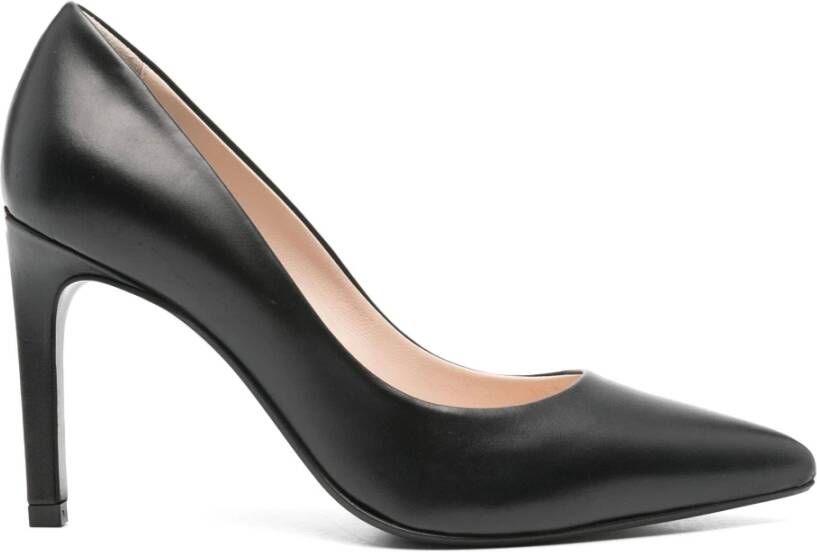 Calvin Klein Zwarte Leren Gesloten Neus Pumps Black Dames