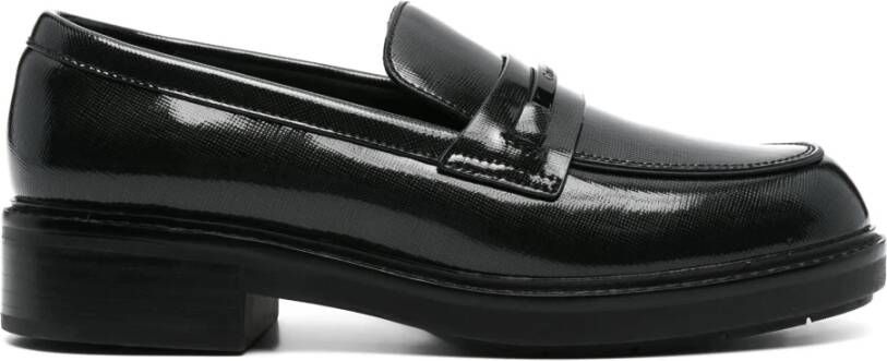 Calvin Klein Zwarte leren Loafer Flats Black Dames