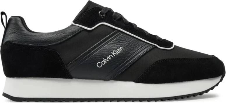 Calvin Klein Zwarte leren sneakers Black Heren