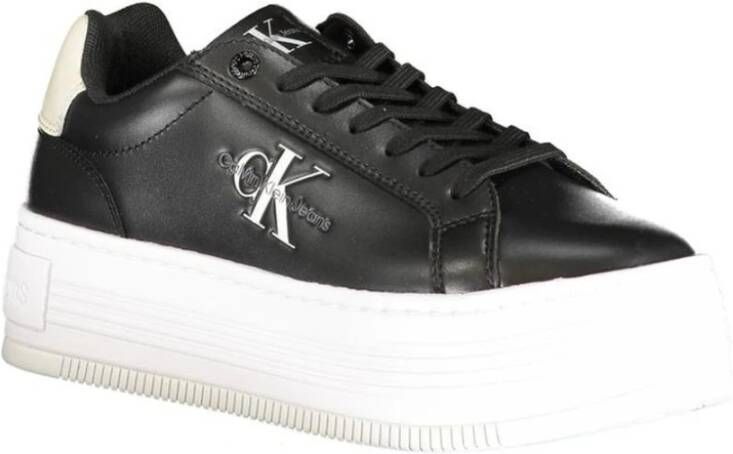 Calvin Klein Plateausneakers BOLD PLATF LOW LACE LTH ML MTL met zijlogo vrijetijdsschoen lage schoen veterschoen