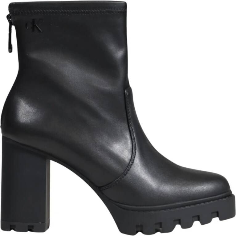 Calvin Klein Highheel-laarsjes HEEL PLATFORM ZIP BOOT MG NAPPA ankleboots enkellaars blokhak met hielrits