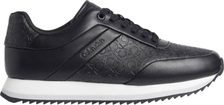 Calvin Klein Zwarte Vetersneakers Black Dames