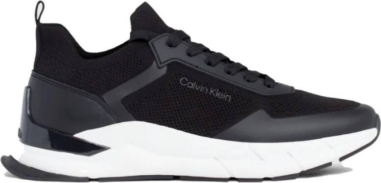 Calvin Klein Zwarte Vetersneakers Mix Vrije Tijd Black Heren