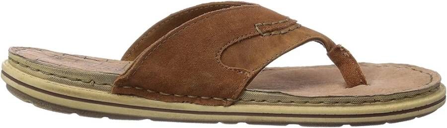 Camel active Stijlvolle Cabana Leren Flip Flops Brown Heren