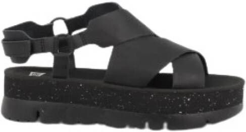 Camper Verhoog je zomerse stijl met platte zwarte sandalen Black Dames