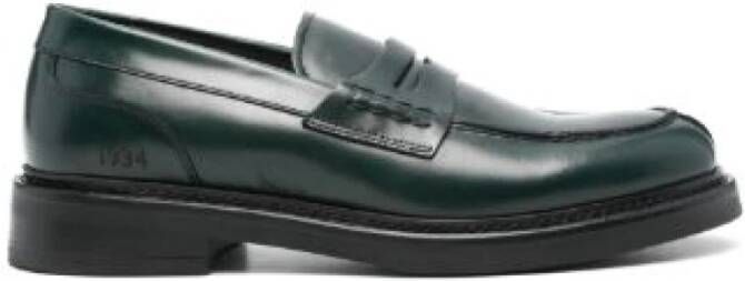 Canali Donkergroene leren loafers Black Heren