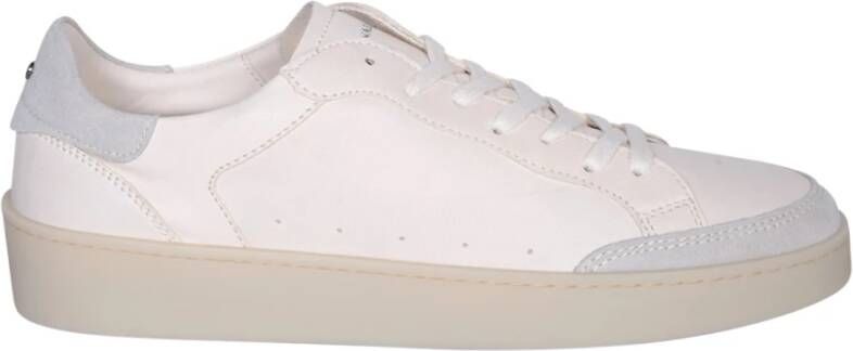 Canali Witte Leren Sneakers Ronde Neus Rubberen Zool White Heren