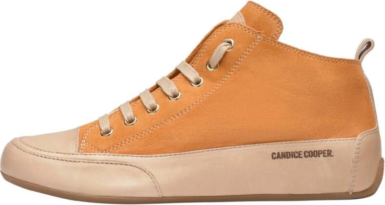 Candice Cooper Buffed leather and suede ankle sneakers MID S Orange Dames