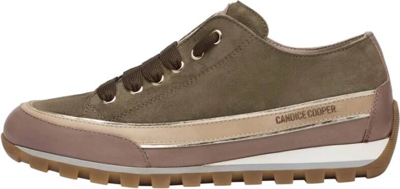 Candice Cooper Buffed leather and suede sneakers Janis Strip Chic Green Dames