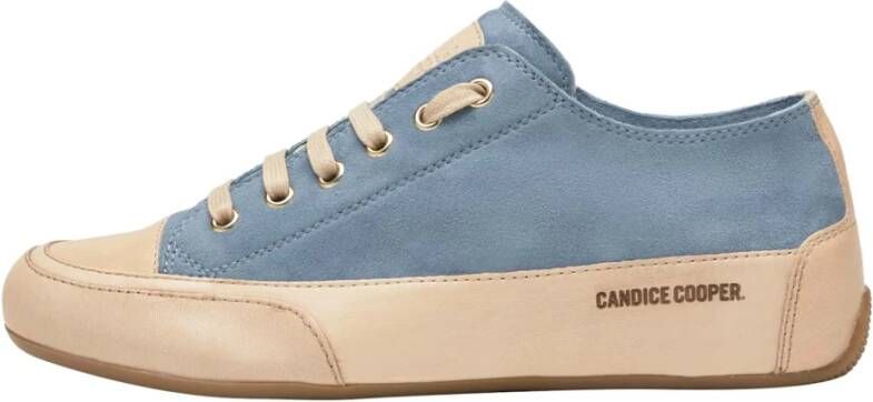 Candice Cooper Buffed leather and suede sneakers Rock S Blue Dames