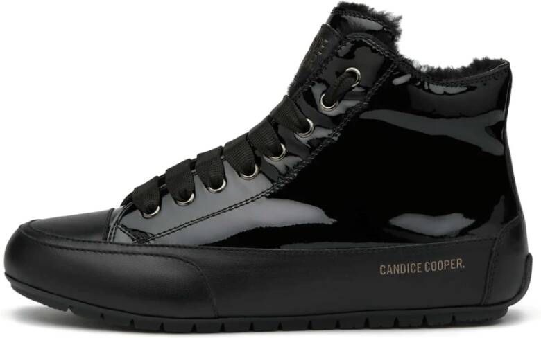 Candice Cooper High top leather and patent leather sneakers Plus FUR Black Dames