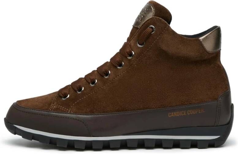 Candice Cooper High top leather and suede sneakers Runlo High DRY Brown Dames