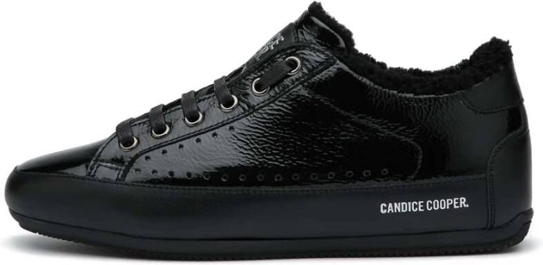 Candice Cooper Leather and patent leather sneakers Dafne FUR Black Dames