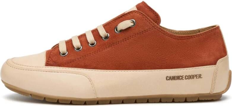 Candice Cooper Leather and velour sneakers Rock Orange Dames