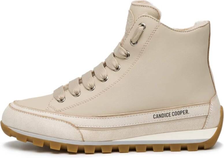 Candice Cooper Leather ankle sneaker Janis Strip Plus Chic FUR Beige Dames