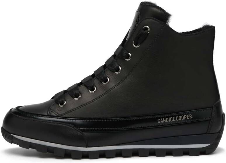 Candice Cooper Leather ankle sneaker Janis Strip Plus Chic FUR Black Dames