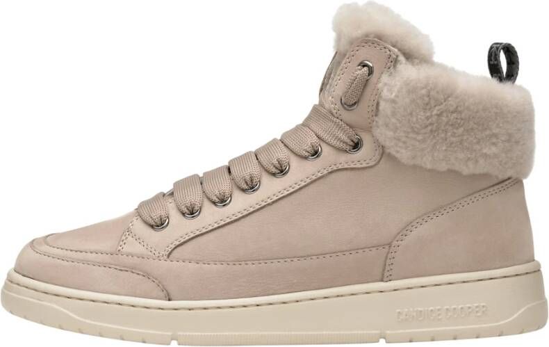 Candice Cooper Nubuck leather and shearling ankle sneakers Vela MID FUR Brown Dames