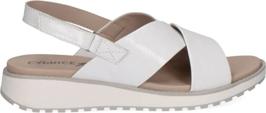 Caprice Witte Casual Open Platte Sandalen White Dames