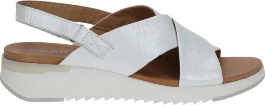 Caprice Witte Leren Platte Sandalen White Dames