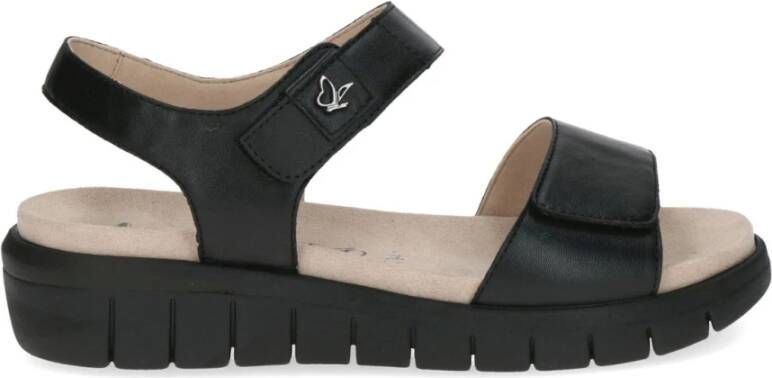 Caprice Zwarte Casual Open Platte Sandalen Black Dames