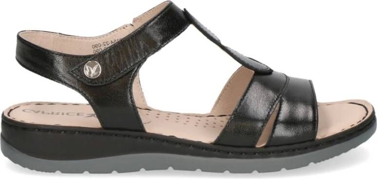 Caprice Zwarte Casual Open Platte Sandalen Black Dames