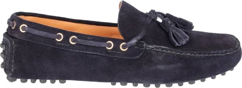 Car Shoe Chamois Leren Loafers Blue Heren