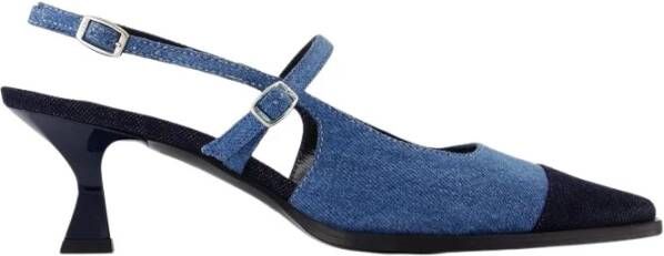 Carel Blauwe Katoenen Pumps met Enkelband Blue Dames