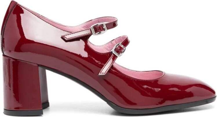 Carel Bordeaux Leren Mary Jane Pumps Red Dames