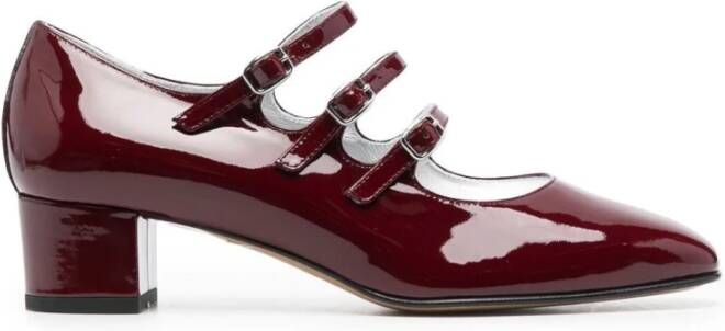 Carel Bordeaux Rode Patent Leren Mary-Janes met Iconische Bandjes Rood Dames