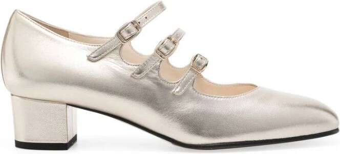 Carel Metallic Effect Leren Gesp Schoenen Yellow Dames