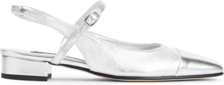 Carel Metallic Finish Chunky Heel Leren Pumps Gray Dames