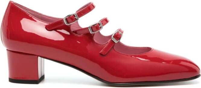 Carel Rode Lakleren Gesp Platte Schoenen Red Dames