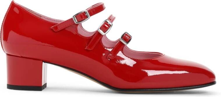 Carel Rode Lakleren Gesp Platte Schoenen Red Dames