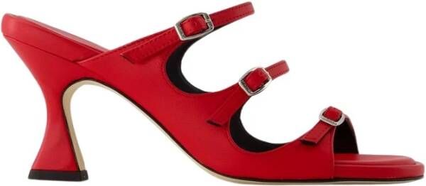 Carel Rode Leren Sandalen met Vierkante Open Teen Red Dames