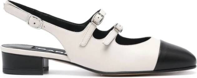 Carel Zwarte Dubbele Band Slingback Puntige Neus Beige Dames