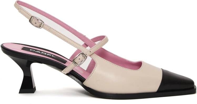 Carel Witte Slingback Pumps met 60mm Hak Beige Dames