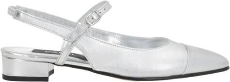 Carel Zilveren Hak Slingback Mary-Jane in Leer Gray Dames