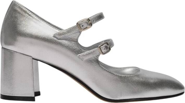 Carel Zilveren Leren Mary Janes Pumps Gray Dames