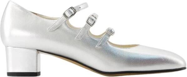 Carel Metallic Leren Pumps Puntige Neus Enkelbandje Gray Dames