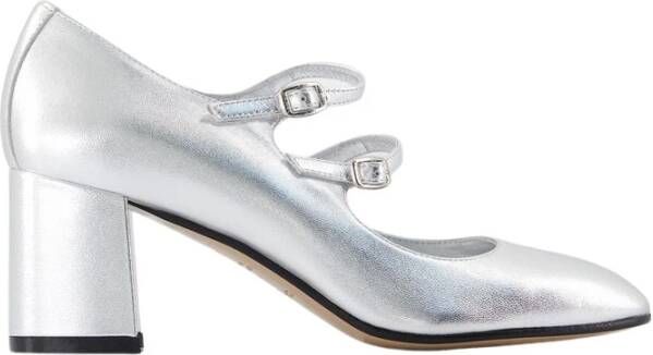 Carel Zilveren Leren Pumps met 6cm Hak Gray Dames