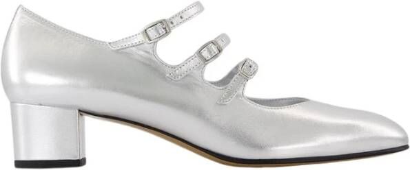 Carel Zilveren leren pumps met enkelband Gray Dames