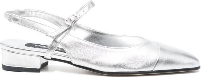 Carel Zilveren Slingback Band Schoenen Gestapelde Zool Gray Dames