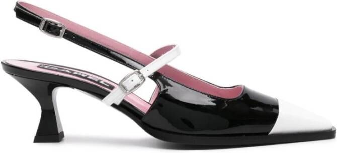 Carel Zwart Wit Leren Pumps Enkelband Black Dames