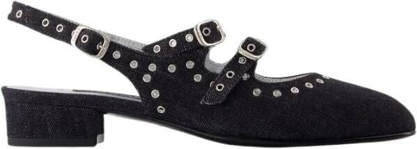 Carel Zwarte Denim Slingback Koningin Schoenen Black Dames