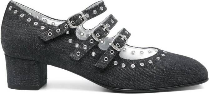 Carel Zwarte Gespband Lage Blokhak Schoenen Black Dames