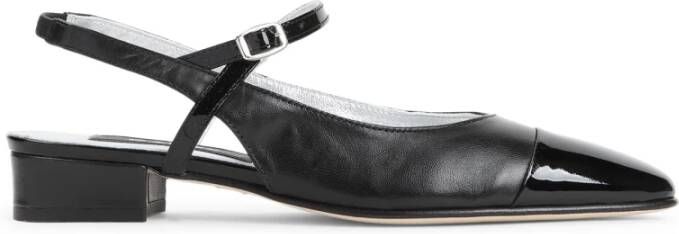 Carel Zwarte Leren Pantoffels Elegante Stijl Black Dames