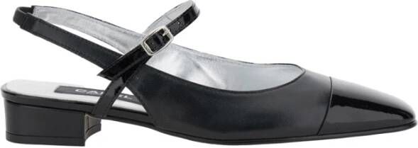 Carel Zwarte leren Slingback balletschoenen Black Dames