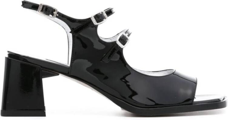 Carel Zwarte Sandalen van Lakleer met Gespsluitingen Black Dames