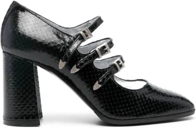 Carel Zwarte Slangeprint Leren Schoenen Black Dames